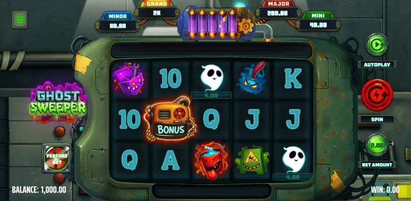 Ghost Sweeper - Pangunahing Screen ng Laro na may 5x3 Grid